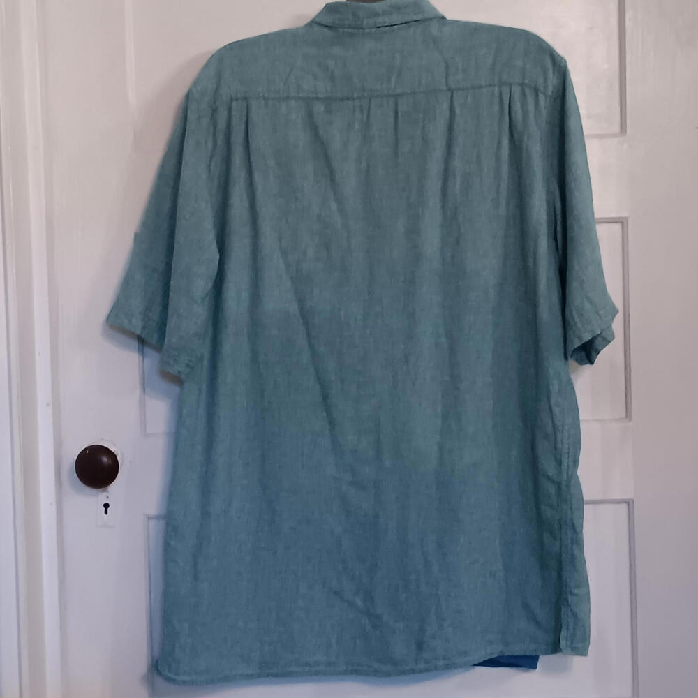 Territory Ahead Shirt Mens Large Linen Cotton Blend Blue Button Beach Summer - Picture 2 of 9